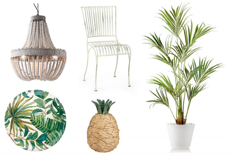 silla, tejido y planta tropical